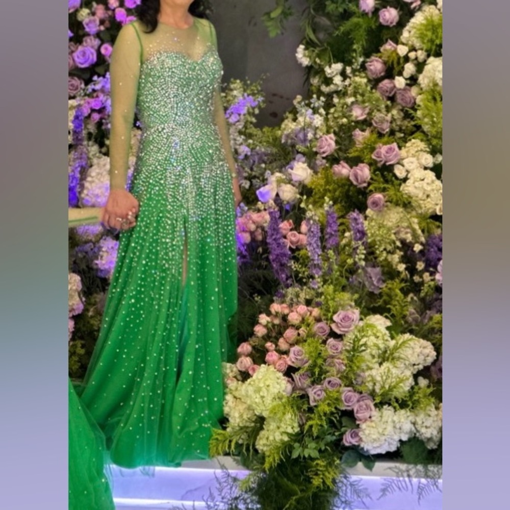 Beautiful custom made green gown.